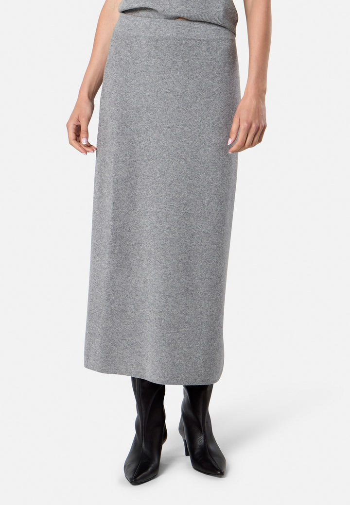 Rhea Ribbed Marl Grey Cashmere Skirt