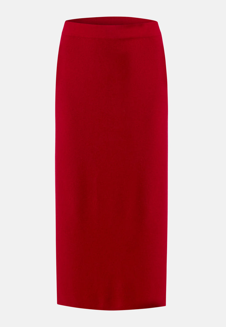 Rhea Ribbed Ruby Red Cashmere Skirt