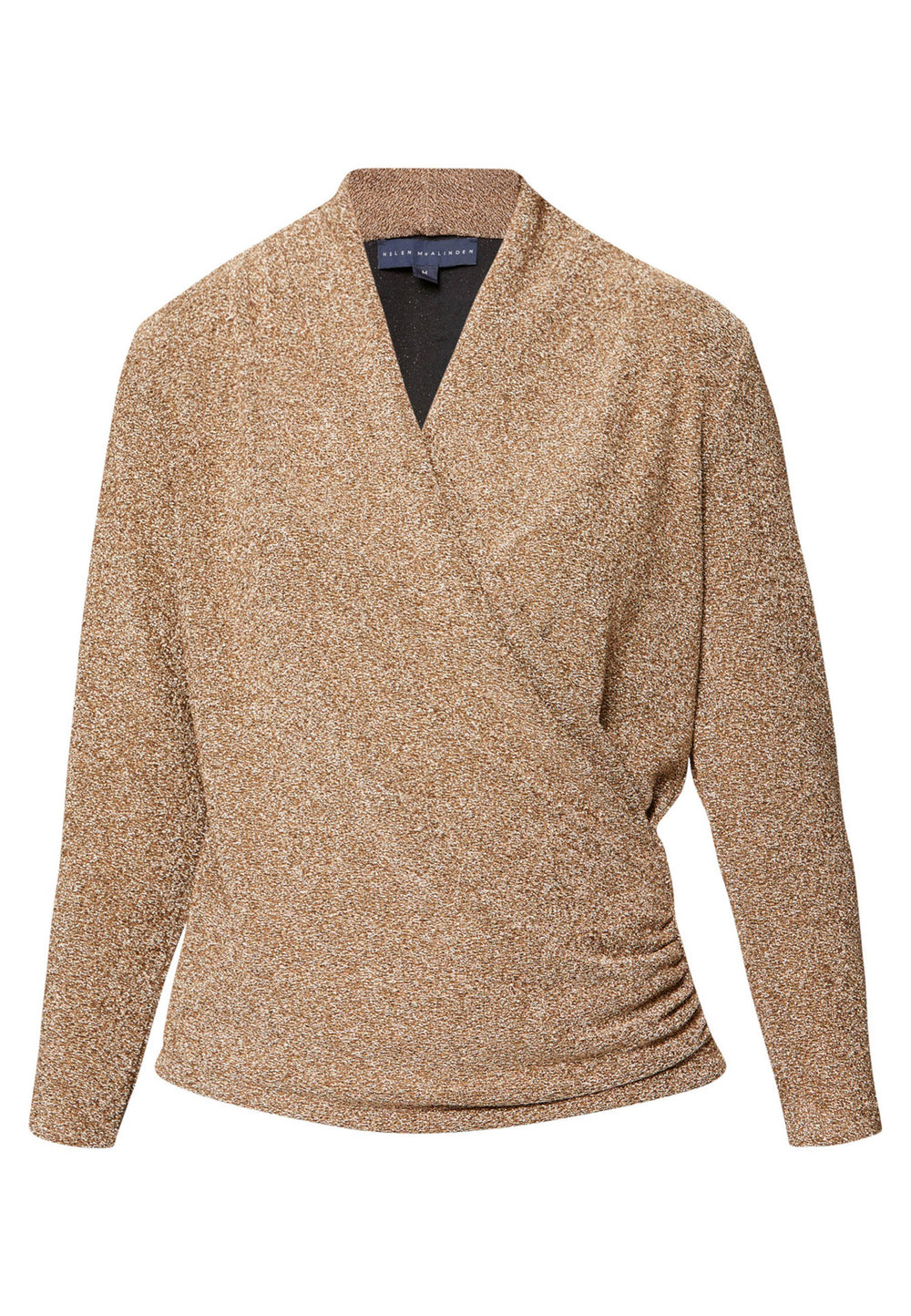 faux wrap gold lurex top