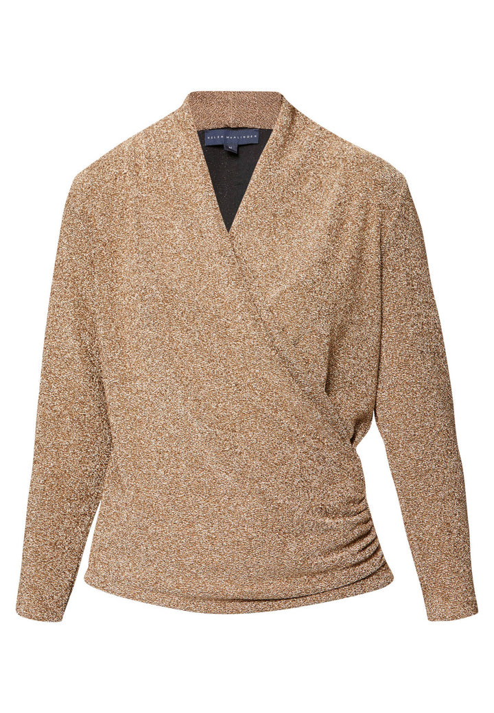 faux wrap gold lurex top