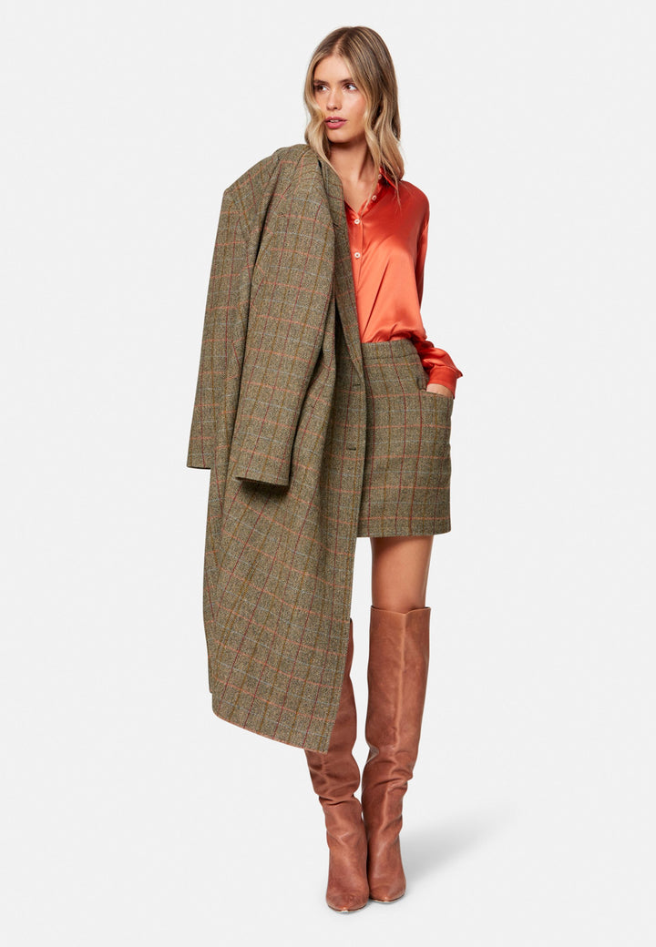 Sienna Herringbone Tweed Skirt