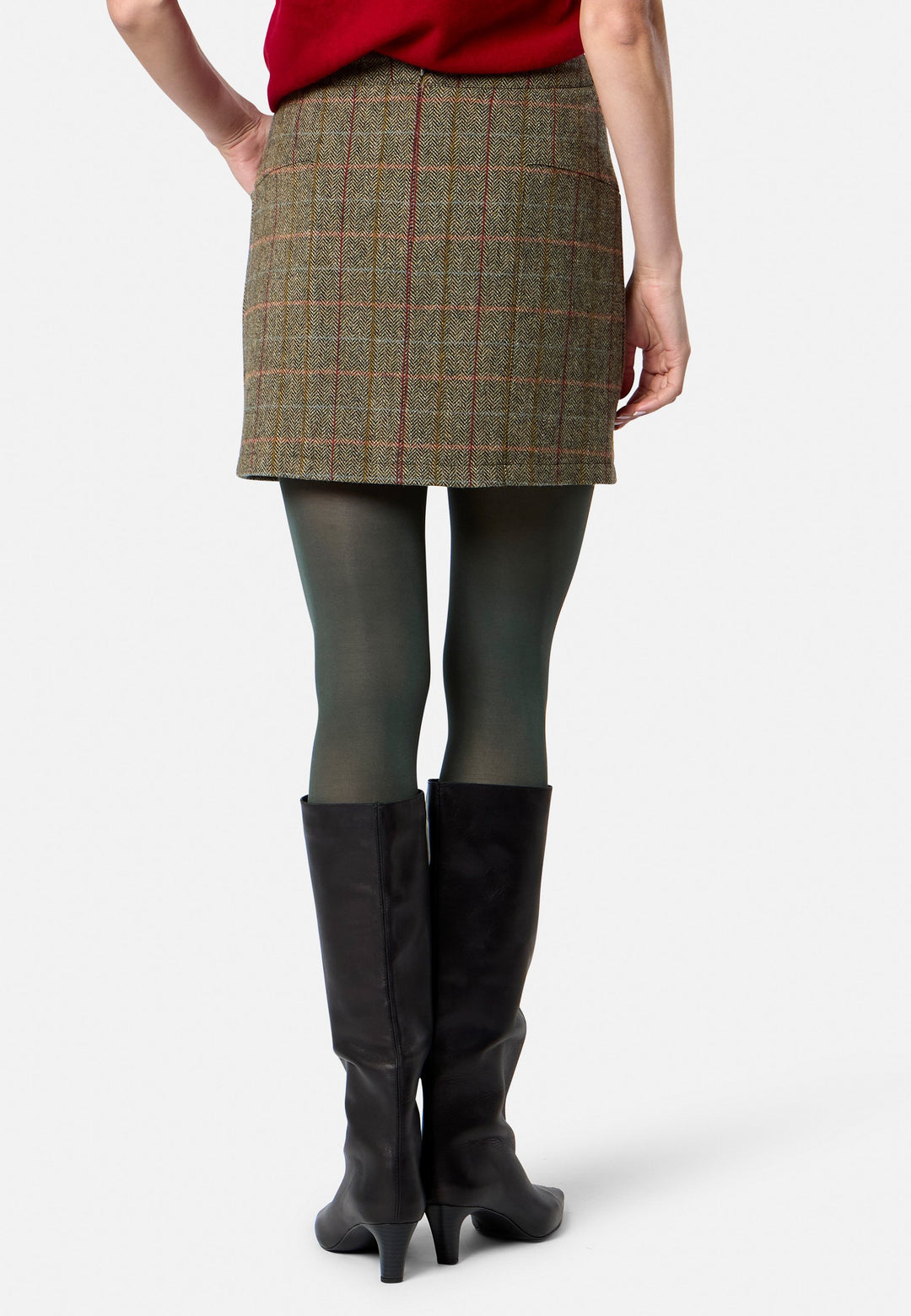 model wearing Sienna Herringbone Tweed Skirt
