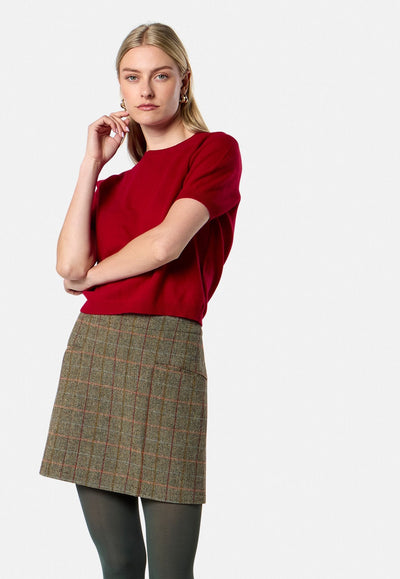 Sienna Herringbone Tweed Skirt