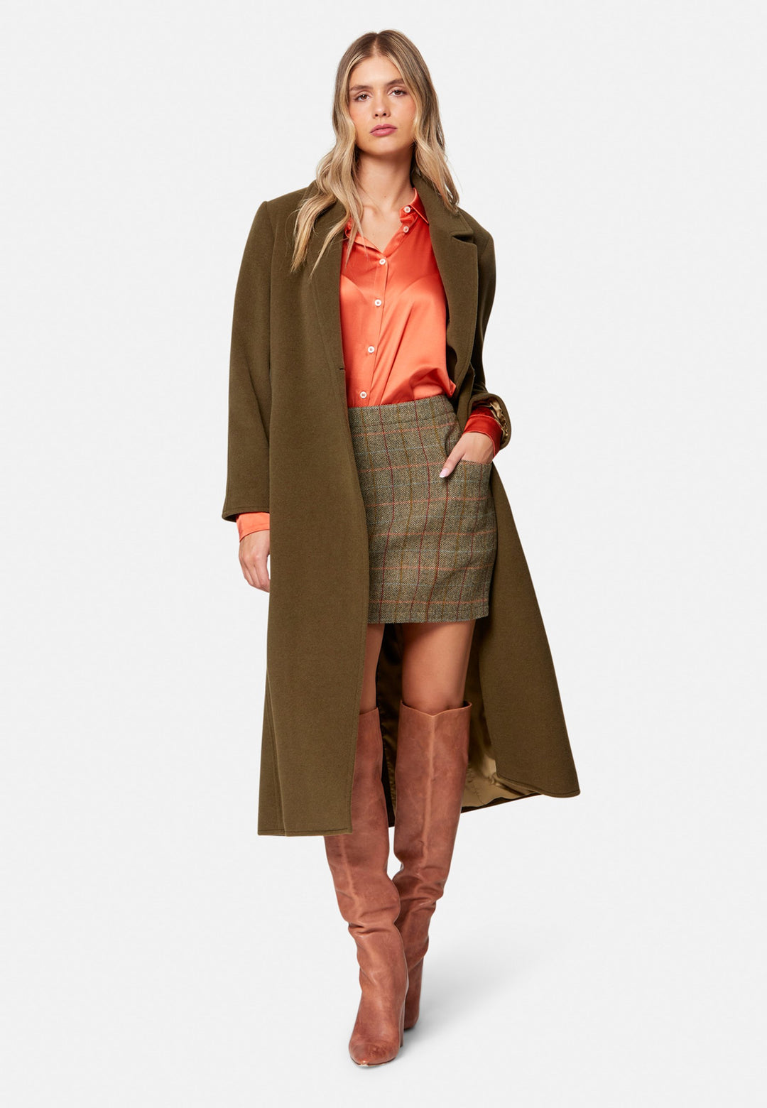 Sienna Herringbone Tweed Skirt