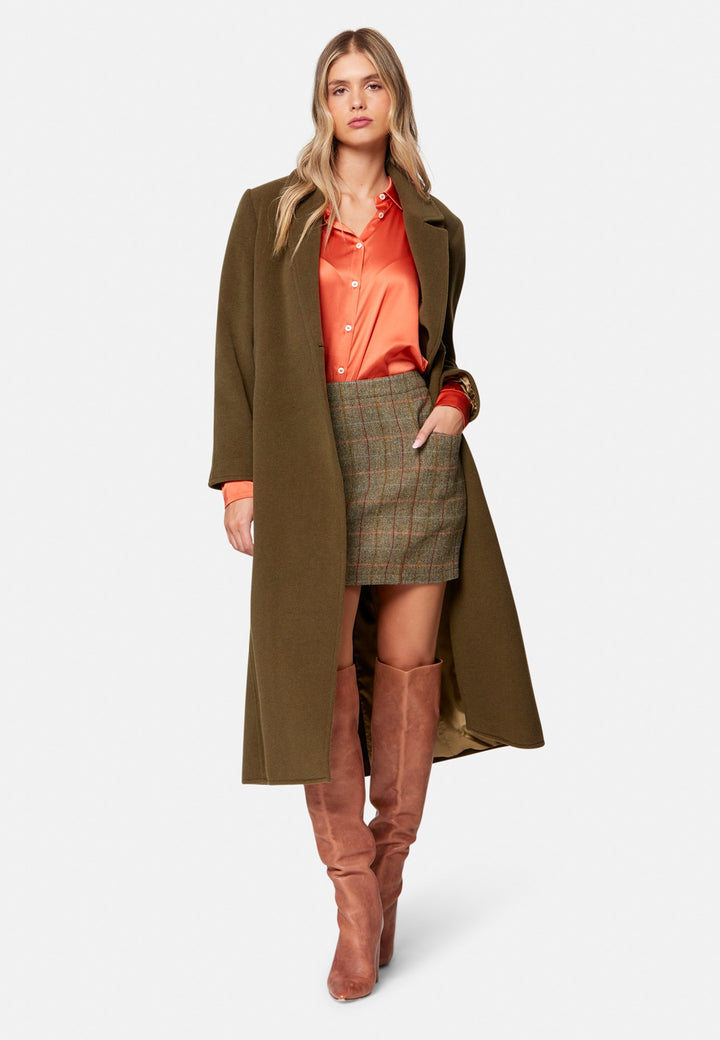 Sienna Herringbone Tweed Skirt