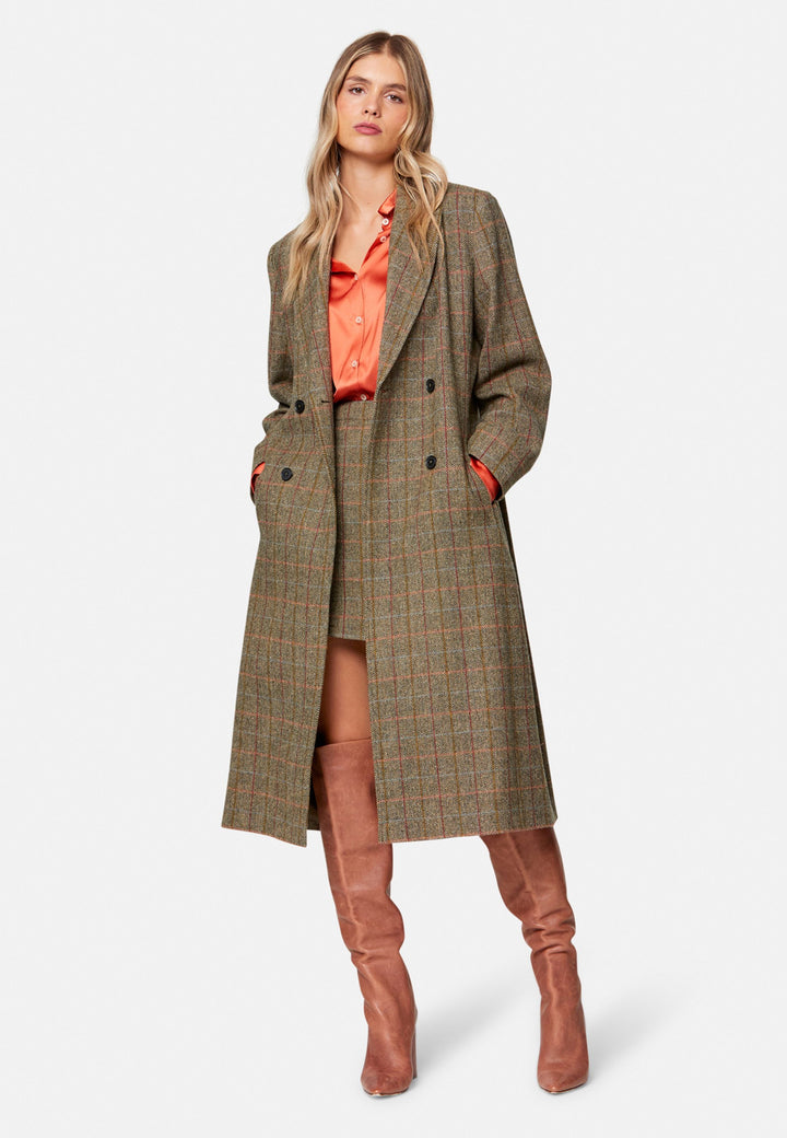 Sienna Herringbone Tweed Skirt