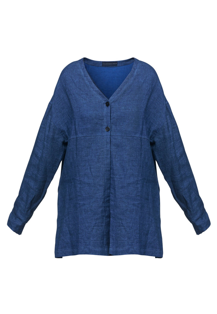 Stevie Indigo Collarless Overshirt