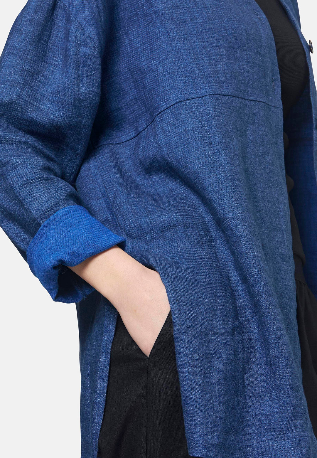 Stevie Indigo Collarless Overshirt