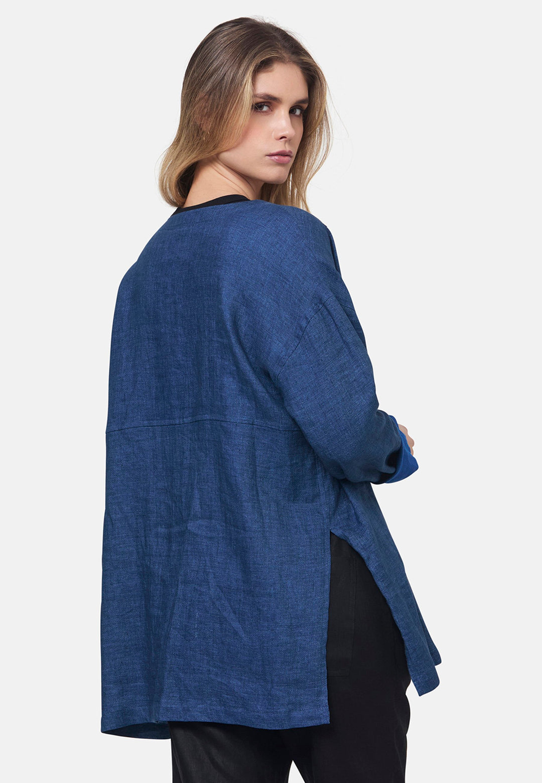 Stevie Indigo Collarless Overshirt