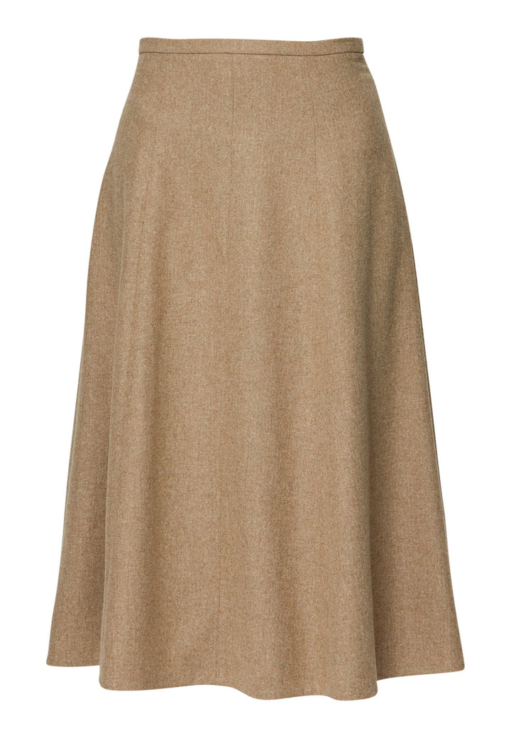 women wearing wool beige long skirt