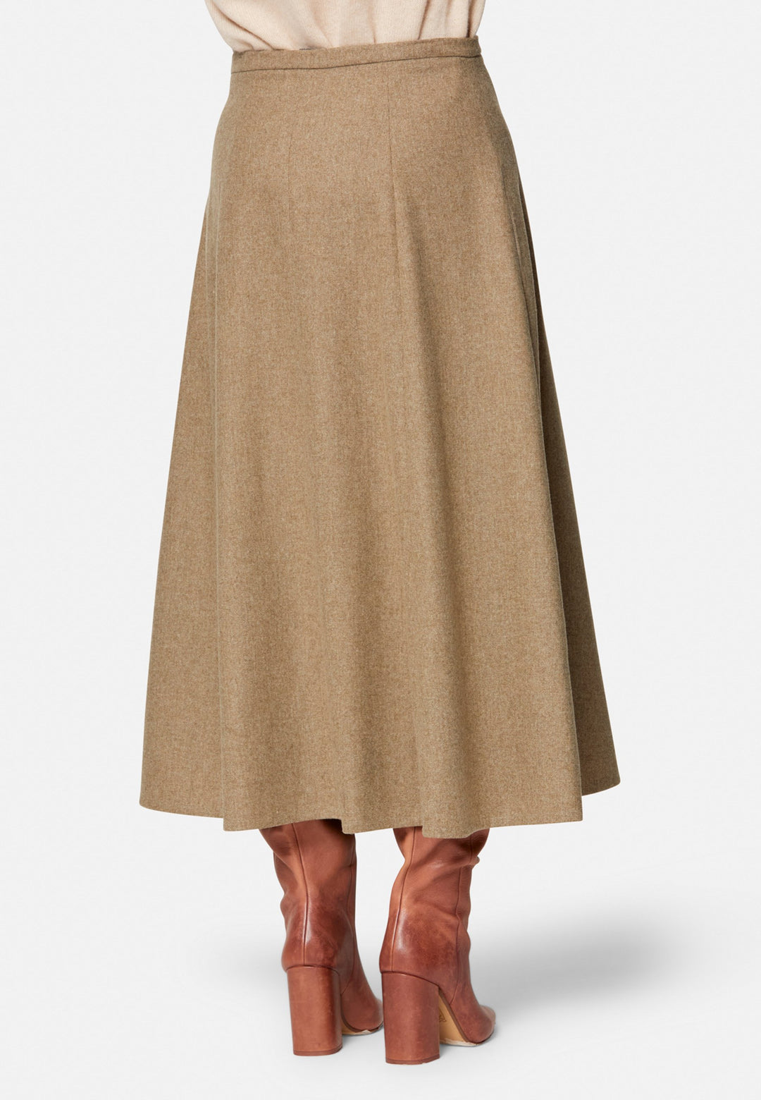 women wearing wool beige long skirt