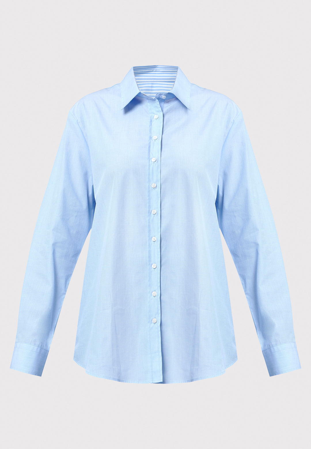 Light blue shirt on a light gray background
