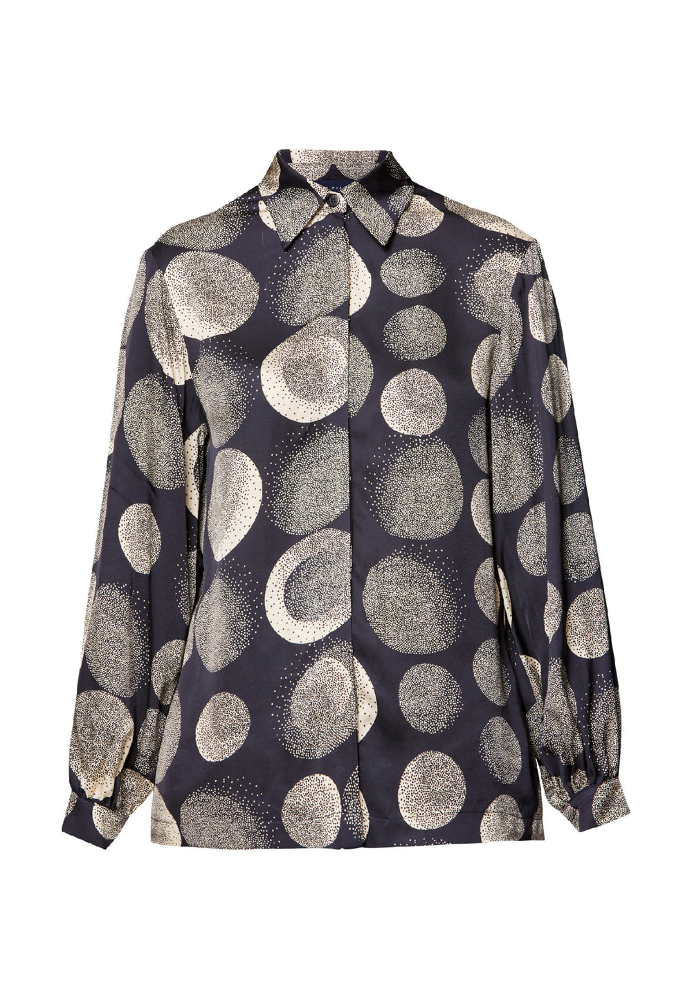 printed shirt in navy and beige
