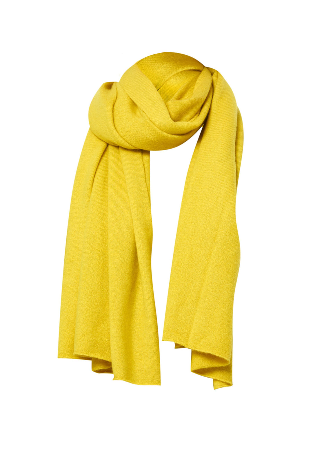 Knitted in pure cashmere with a soft handle, this generously cut wrap drapes fluidly. Loop, wrap or wear as a shoulder cover-up. It brings instant lift to denim days and casual outings. In vivid yellow ochre, it brightens winter neutrals; throw over a tailored coat or style with the coordinating knitwear for a cosy monotone look.