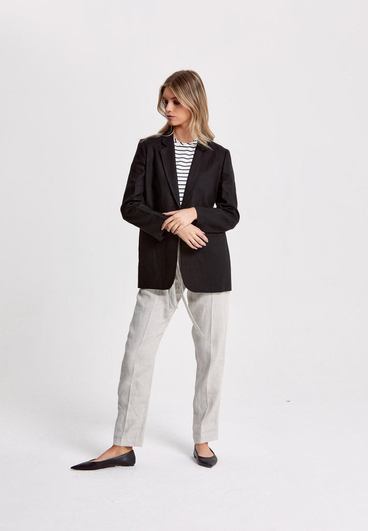 Cassie Black Linen Jacket