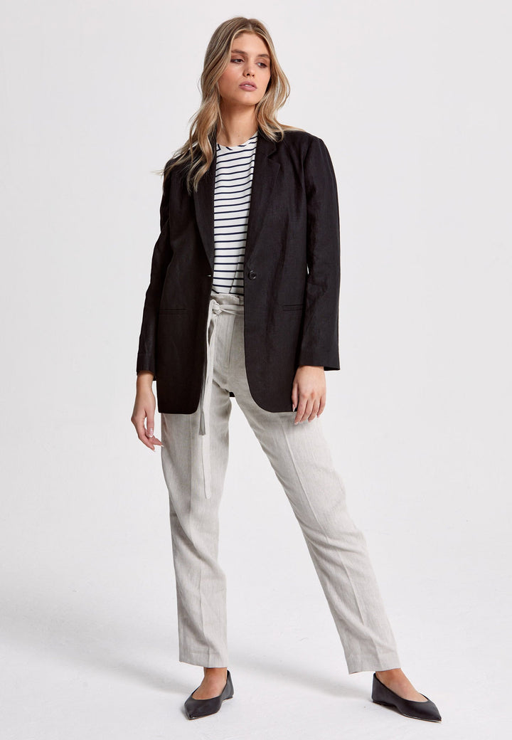 Cassie Black Linen Jacket