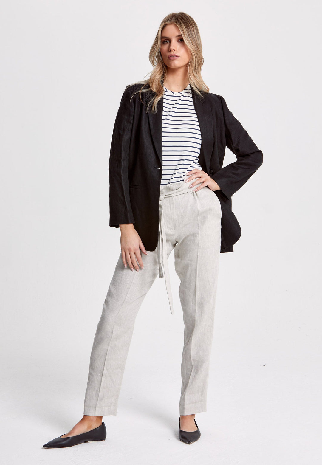 Cassie Black Linen Jacket