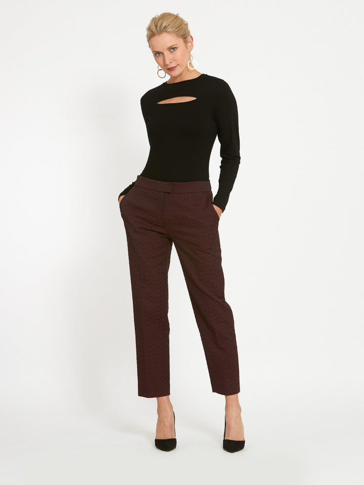 Jill Burgundy Jacquard Pants