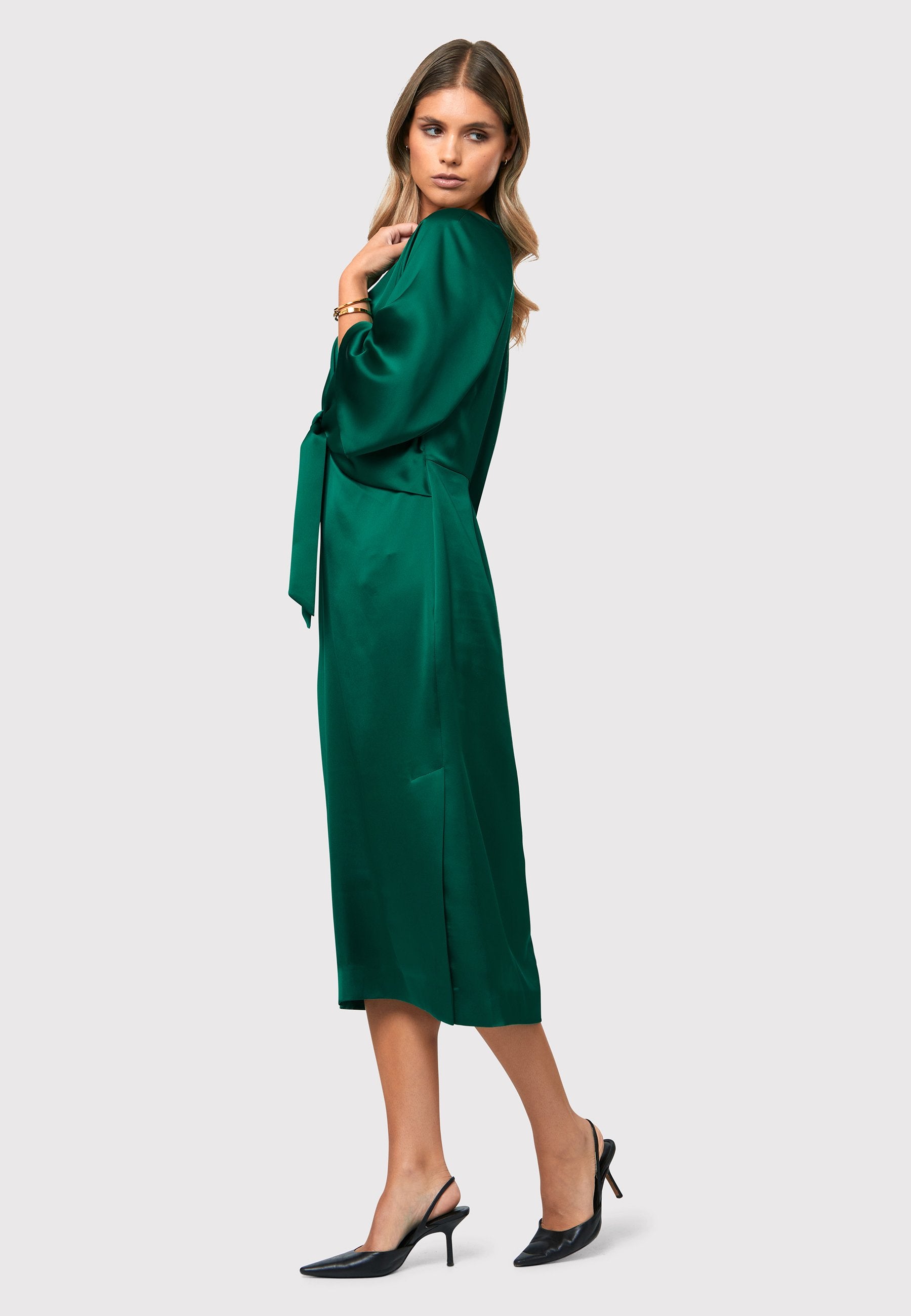 Deep emerald green sale dress