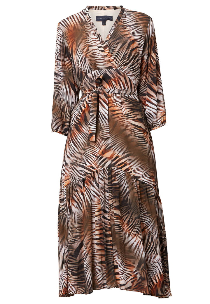 Opt for the Beverly in a nuanced print to bring elegance to your everyday edit this season and beyond. Crafted in a sweeping midi-silhouette. The design is rooted in simplicity with a fit and flare skirt. Engineered with an elegant cross over V-neckline. Waist is accentuated with a soft belt around the midriff for a customisable look that cinches the profile. The belt can be tied in the front or the back for added versatility. 