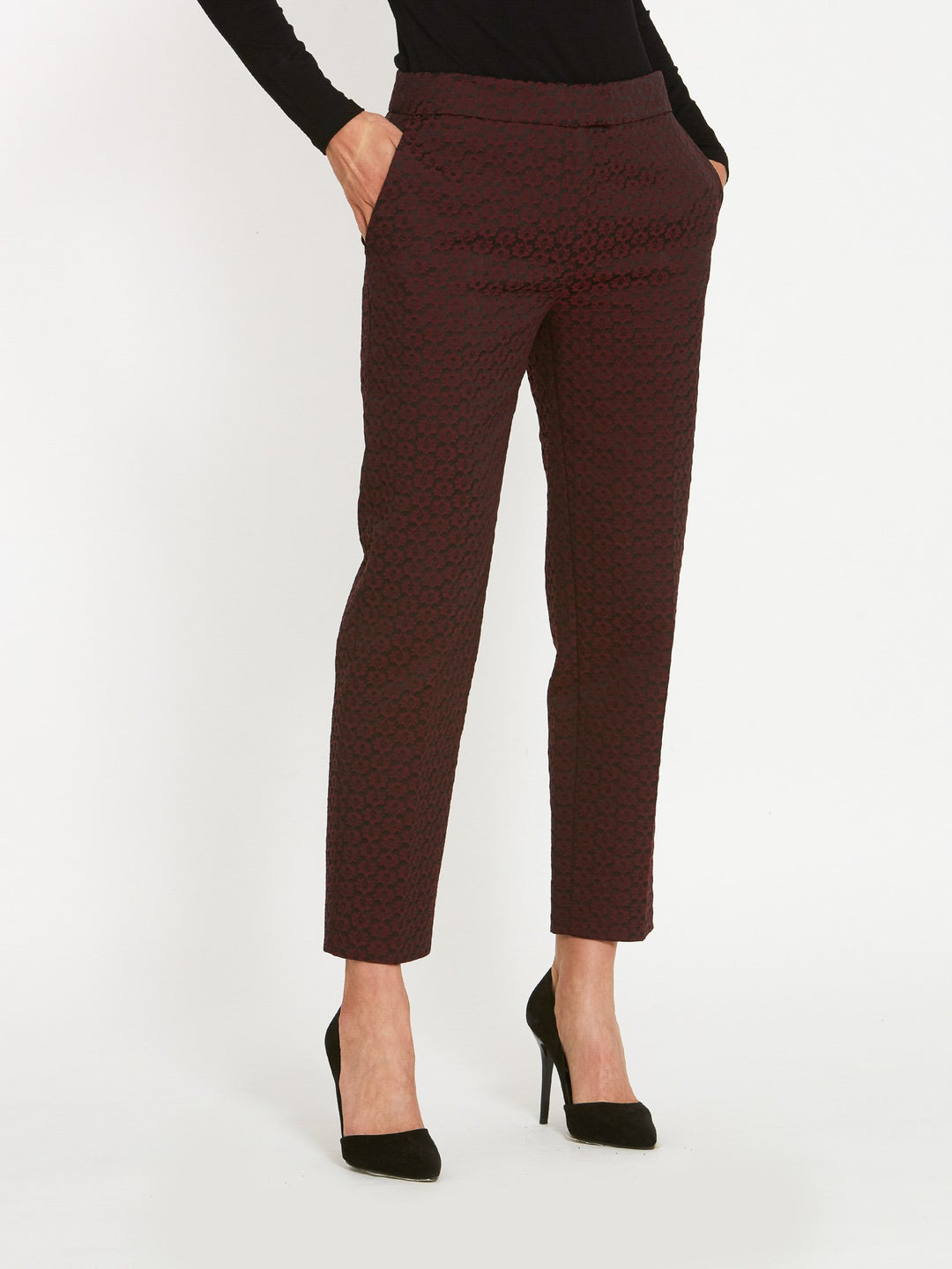 Jill Burgundy Jacquard Pants