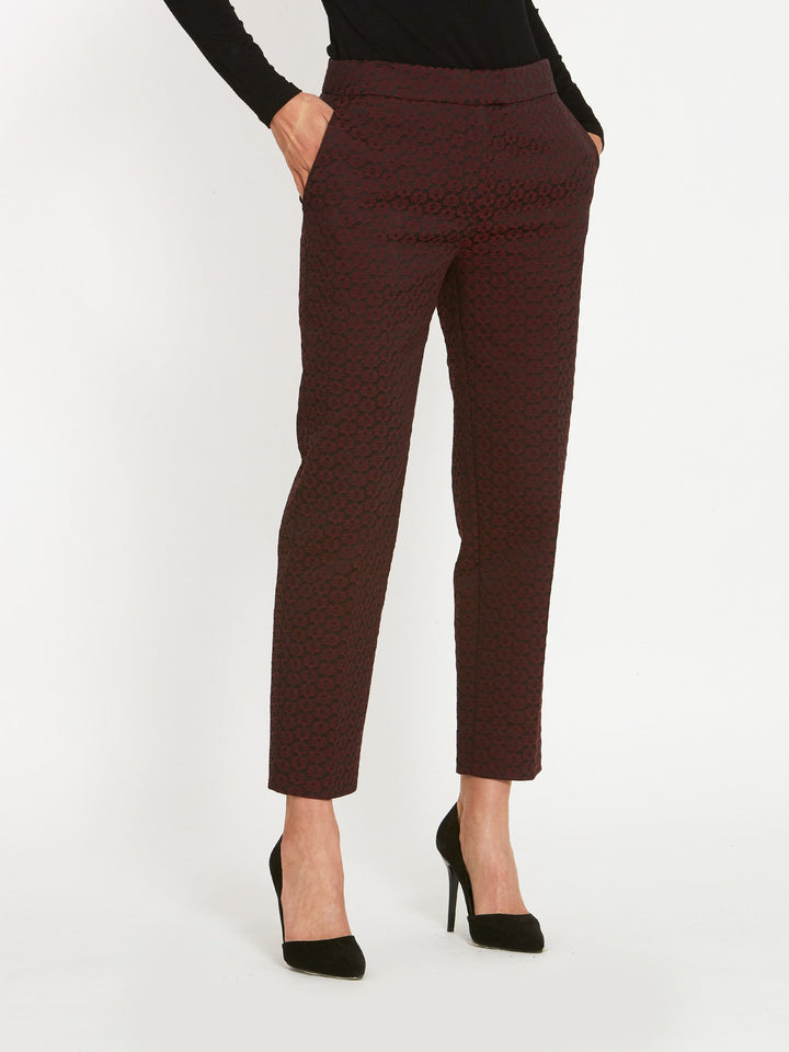 Jill Burgundy Jacquard Pants