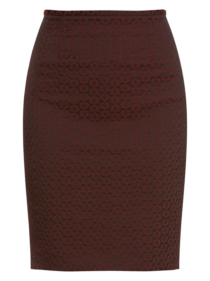 Beth Burgundy Jacquard Skirt
