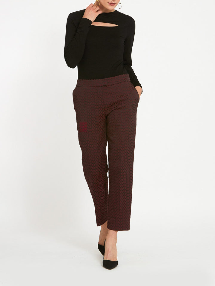 Jill Burgundy Jacquard Pants