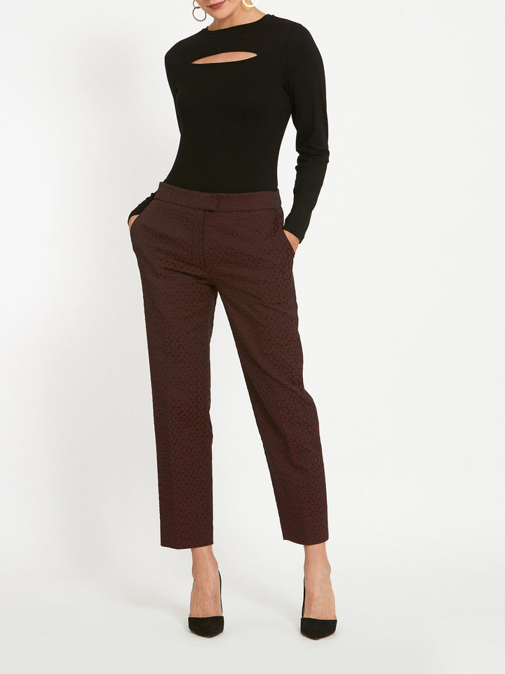 Jill Burgundy Jacquard Pants