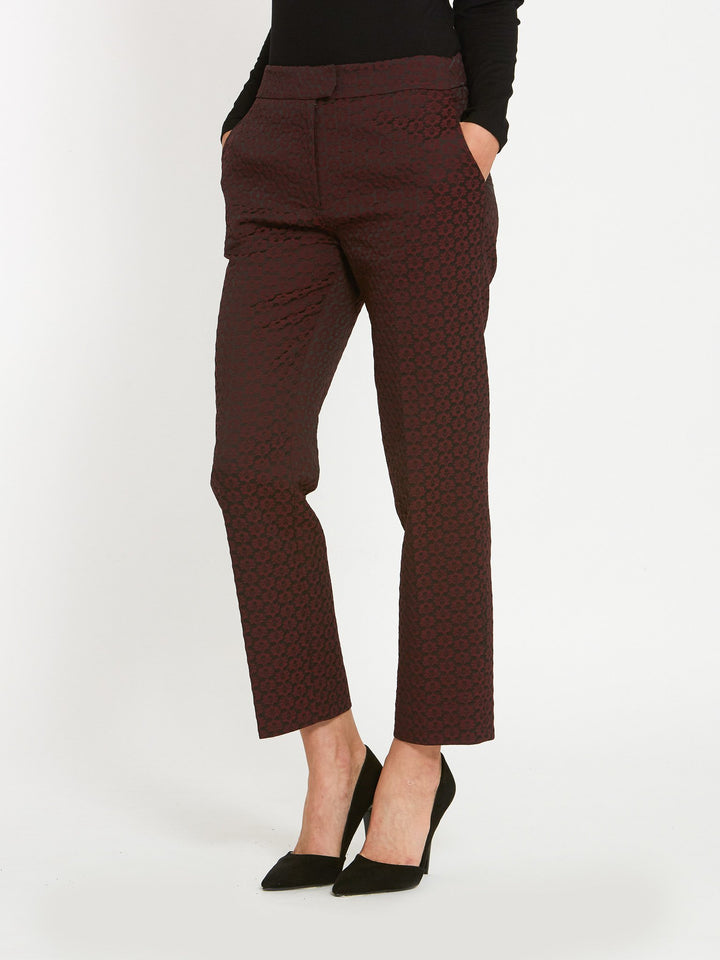 Jill Burgundy Jacquard Pants