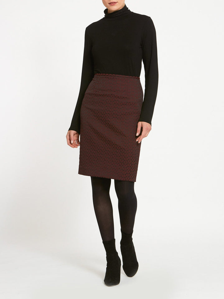 Beth Burgundy Jacquard Skirt