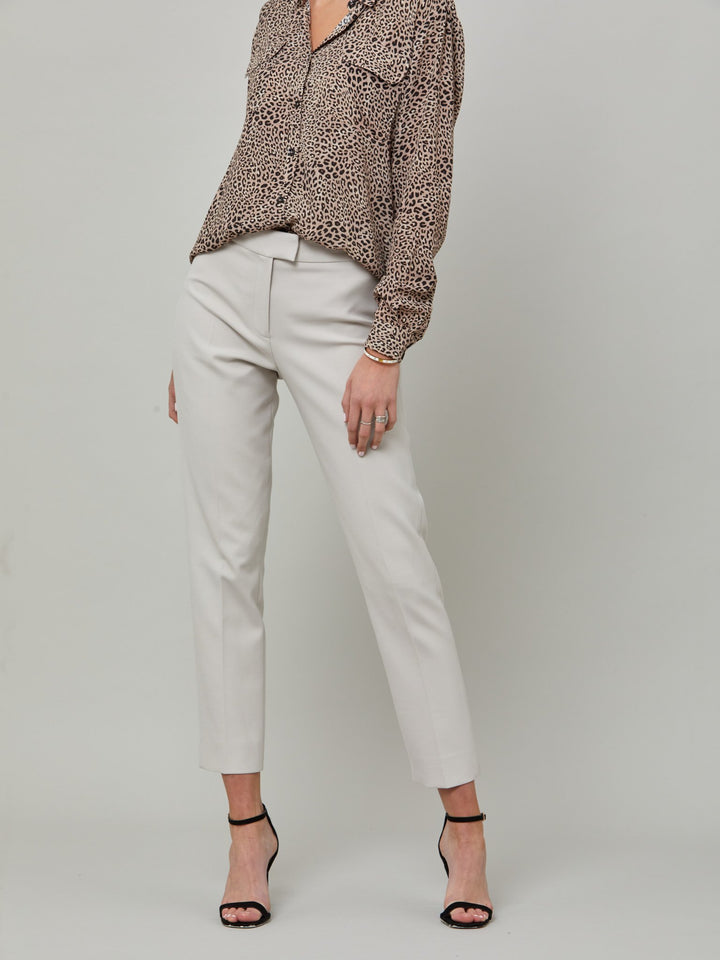 model wearing Jill is back! Investment-worthy, neat narrow-leg trouser with a hint of stretch. A wardrobe staple and HMcA classic, here in a sophisticated latte shade