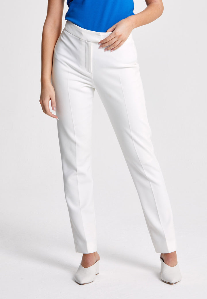 Investment-worthy, neat narrow-leg trouser with a hint of stretch. A wardrobe staple and HMcA classic. This fabric is made with a hint of elastane to ensure comfort and ease of movement. Shown here in a sophisticated optical white. Pair with a simple tee for workwear appeal or elevate your look with the coordinating blazer.