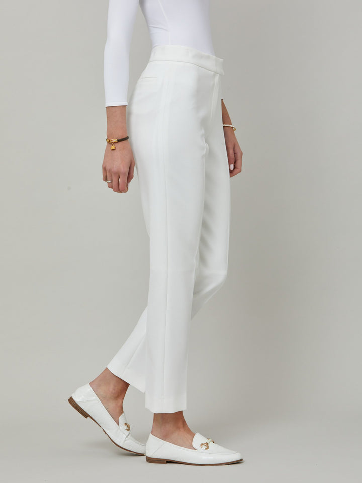 side picture of  Investment-worthy, neat narrow-leg trouser with a hint of stretch. A wardrobe staple and HMcA classic, here in optical white.