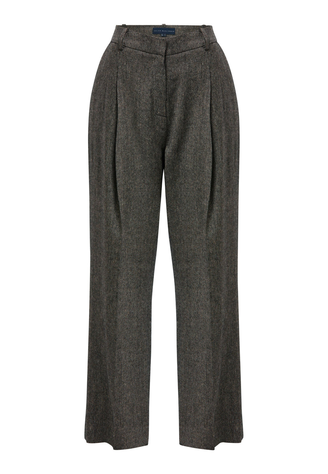 Introducing the Lyra Tweed Trousers, a stylish choice that adds flair to your wardrobe. Featuring a wide leg design with pleat front detailing, these trousers exude sophistication. Crafted from a high-quality black and cream speckled tweed fabric, they embody timeless elegance. The Lyra Tweed Trousers offer versatility, allowing you to dress them up or down for various occasions. 