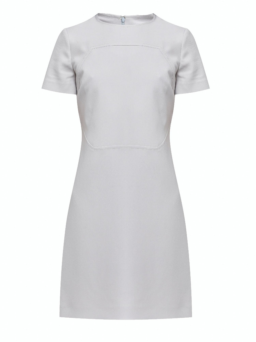 Marina, an elegant A-line dress, fabricated in ligth silver double crepe. An expertly tailored form flattering silhouette that falls right over-the-knee, with a hint of elastane to ensure comfort & ease of movement. 