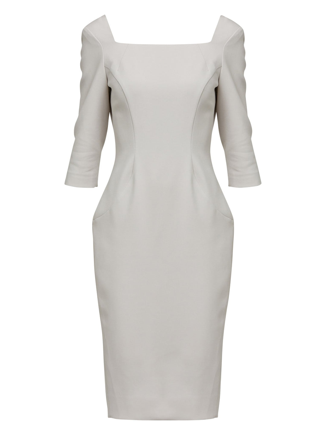 Introducing Mia, a body-skimming dress in a sophisticated latte. The dress features a flattering square neck and falls to a demure finish below the knee. Simple and refined elegance at its best. Attending a summer wedding? Mother of the bride? Heading to the races? This is the dress for you.