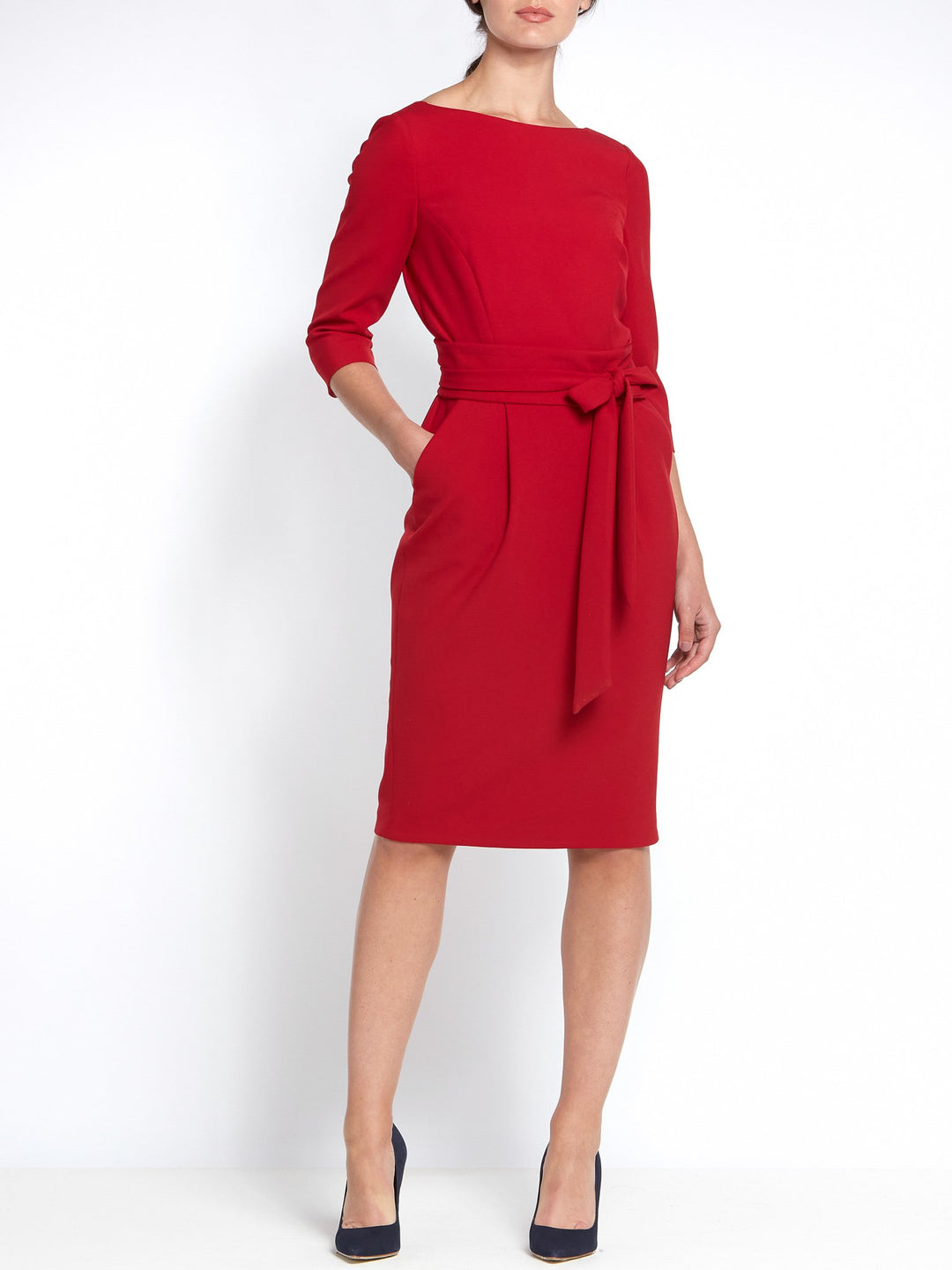 Helen McAlinden red obi dress A simple yet flattering slash neck piece with a pencil skirt that falls just below the knee, Women uk ourfit. Buy women clothes online. Dress for mother of the bride. Dress for mother of the groom.