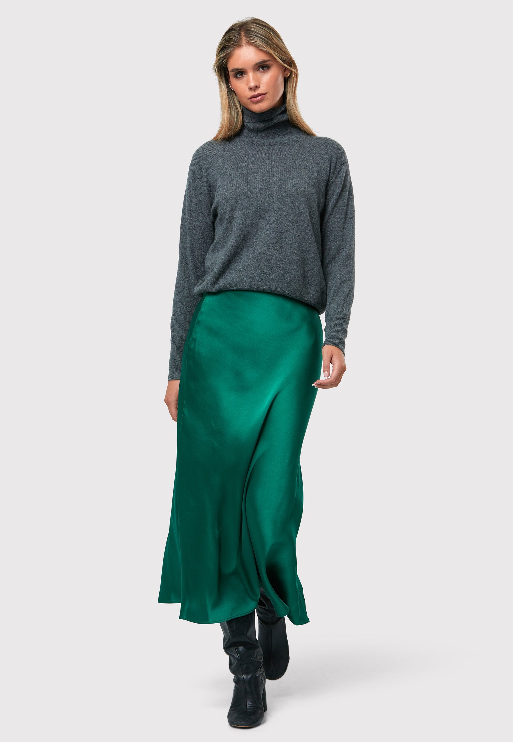 Mid length on sale satin skirt