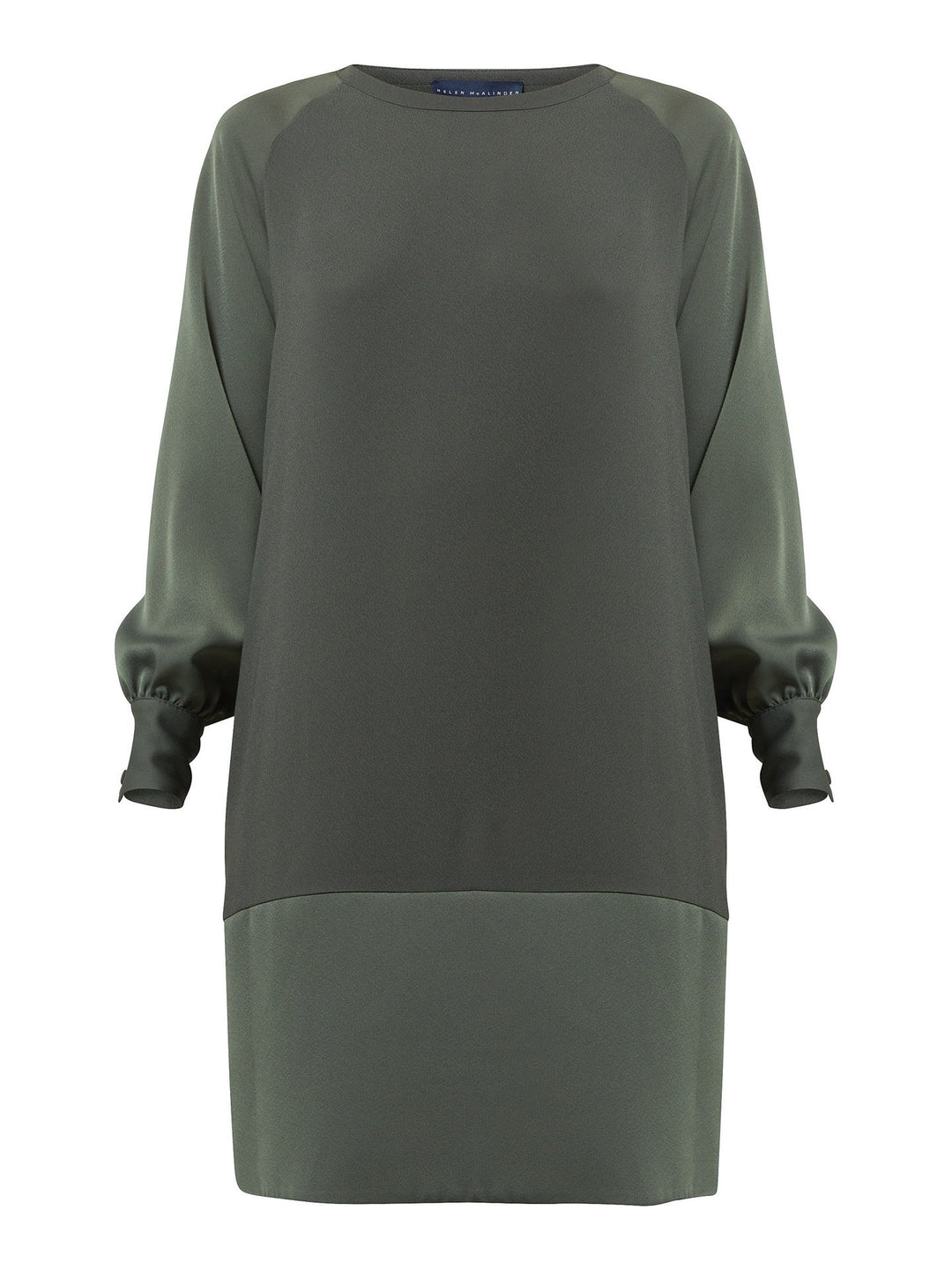 Introducing Sarah, a chic and effortlessly stylish shift dress that brings a fresh perspective to occasion wear. Crafted from luxurious olive satin back crepe, it offers a simple and easy-fit silhouette. The satin raglan sleeves add a touch of sophistication, while the deep satin band at the hem enhances the overall elegance. With convenient side seam pockets, Sarah provides both comfort and functionality. Embrace the versatility and timeless appeal of this dress, perfect for various occasions.