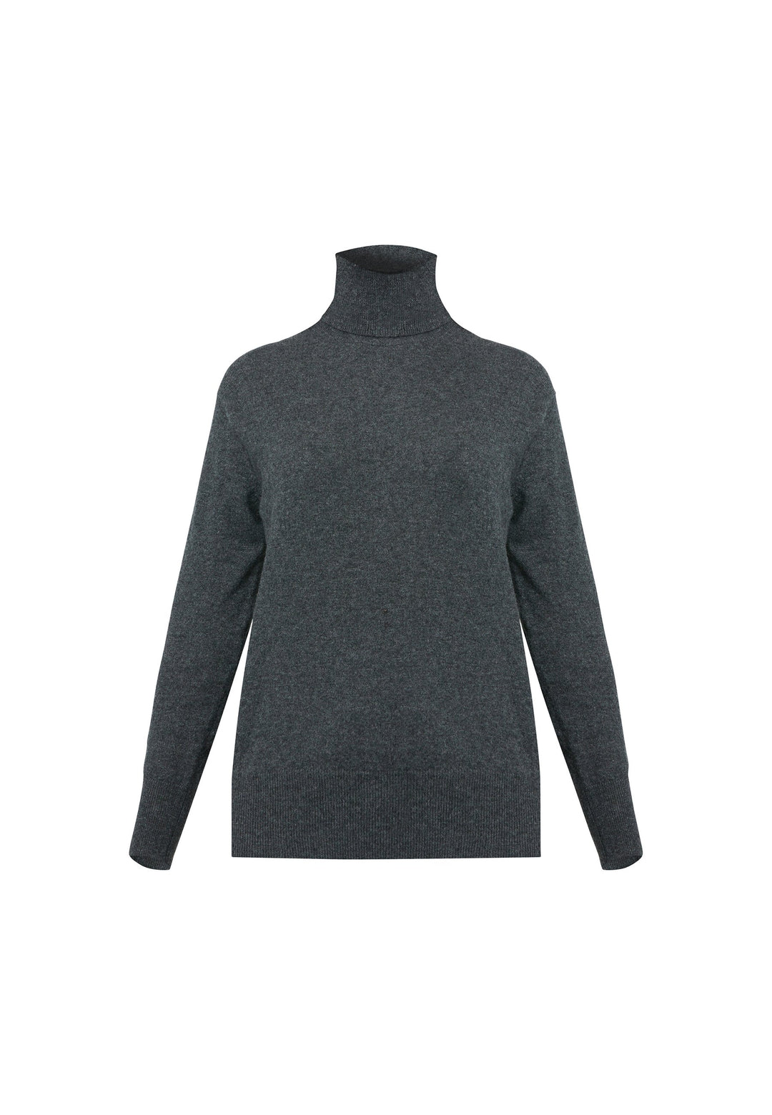 Introducing the Theresa Grey Cashmere Jumper, a luxurious and timeless wardrobe staple. This jumper features a tight roll-down polo neck, exuding sophistication and warmth. With full-length sleeves and tight ribbed cuffs and hem, it offers a comfortable and flattering fit. Crafted from soft and cozy cashmere, this jumper combines elegance and comfort effortlessly.